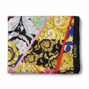 Versace Multicolor Vibrant Silk Scarf with Baroque Design